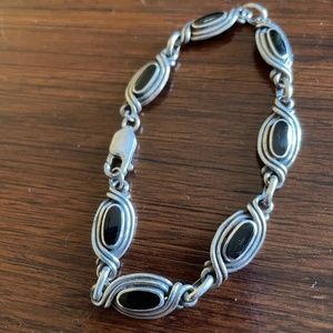 Black Onyx Silver Bracelet w/ bonus Peridot Silver Bracelet